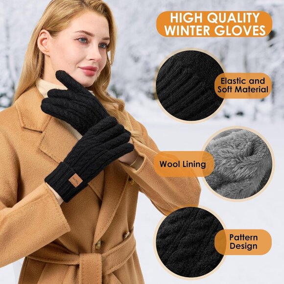Warm and Stylish Fleece-Lined Women’s Touchscreen Gloves for Winter Activities - Picture 2 of 7
